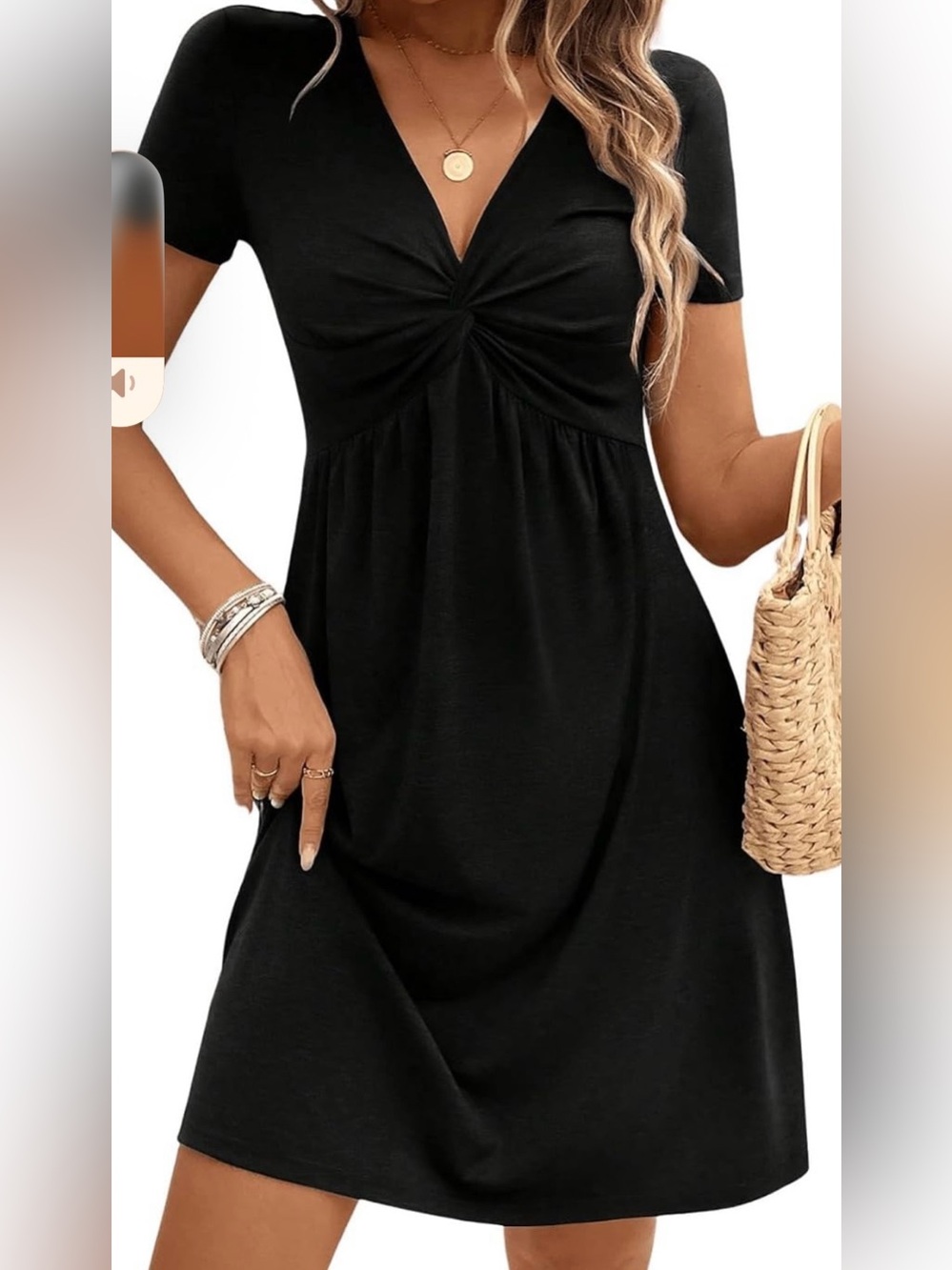 Women's Black Twist Front Midi Dress Size(XL)